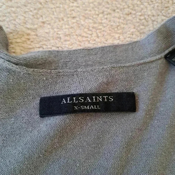 All Saints Cast Cardigan Womens XS Grey Lightweight Asymmetrical  Sweater - Picture 5 of 13